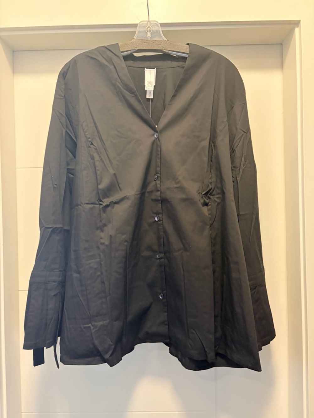 Black Button-Front Women's Blazer Jacket